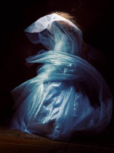 model posing in gown