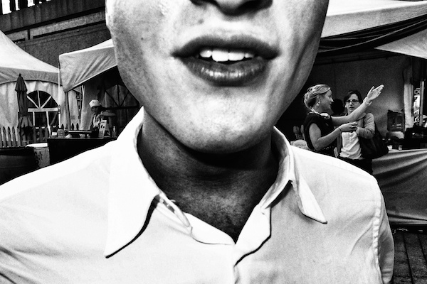 black and white image of lips