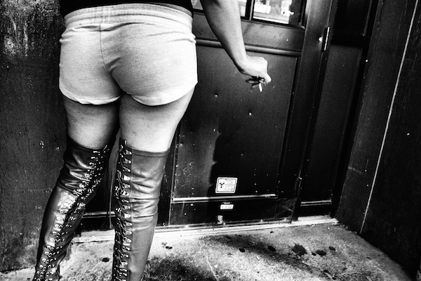 black and white image of a lady's bottom