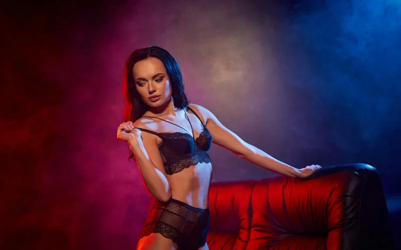 woman wearing black lingerie