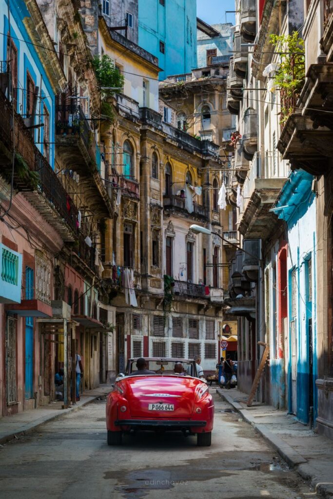 red car on streets