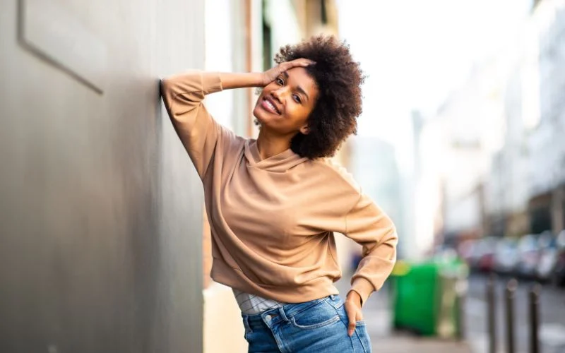 female poses with expressions
