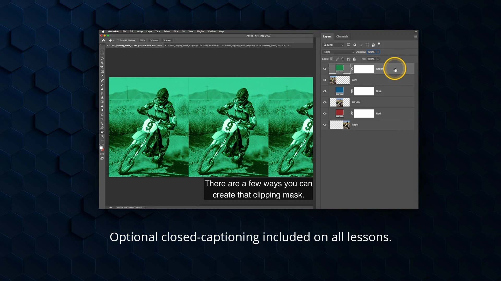 Course snapshot showing closed captions