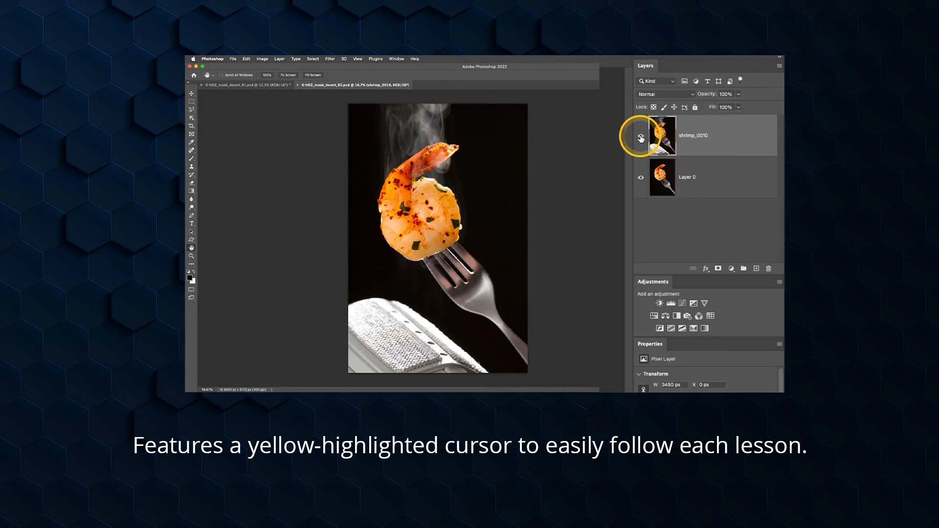 Course snapshot showing yellow highlighted cursor