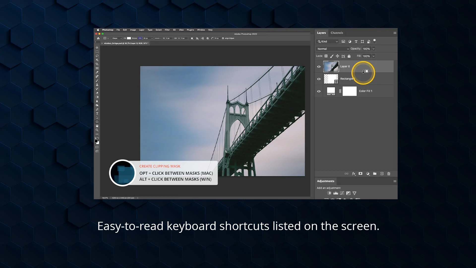 Course snapshot showing keyword shortcut prompts