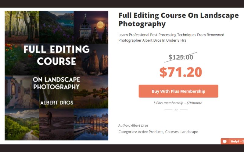 Course details and cost of a full editing course on landscape photography