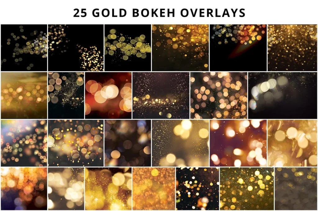 gold bokeh overlays effect