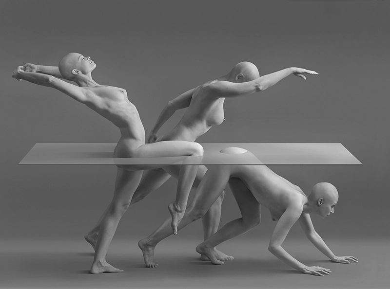 creative dance in mirror glass photography