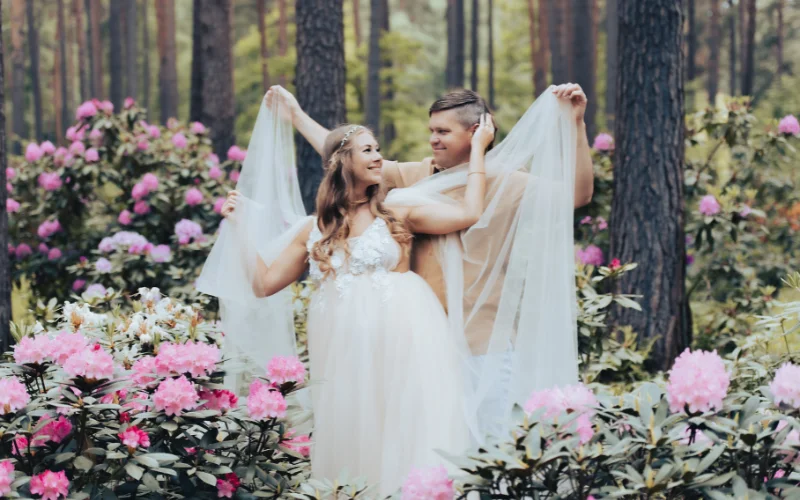 nude wedding-cute pose with toys