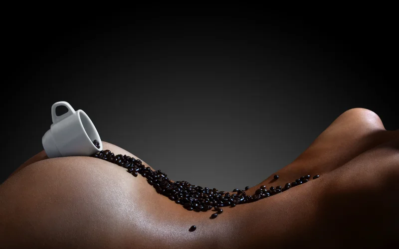 creative nude photo with coffee