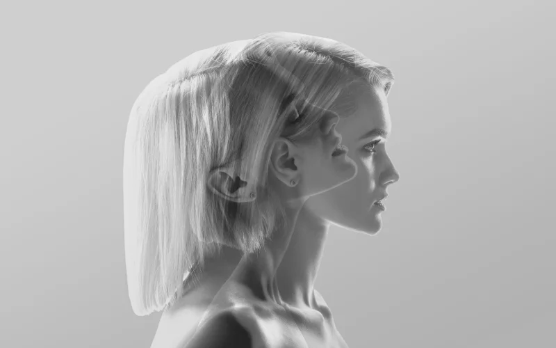 creative nude photos - double exposure with emotions