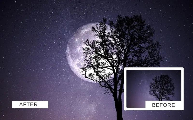 night sky with a big moon