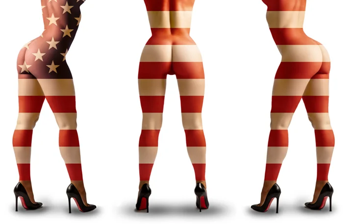 Nude models flag illustrations