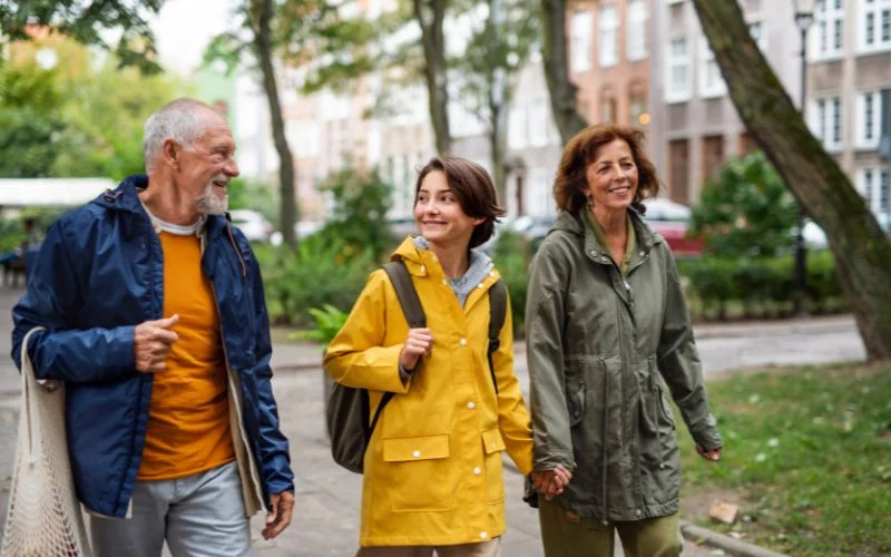 street portrait photography of grandparents and a grandchild