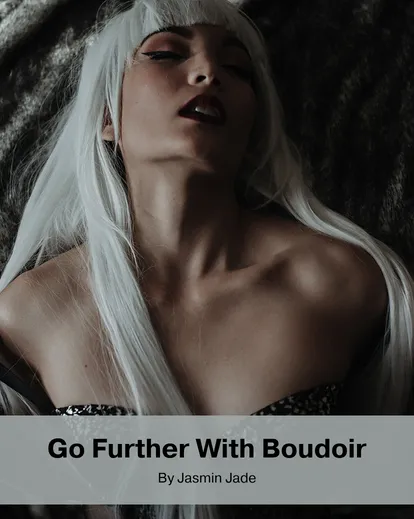 A girl with white hair posing for boudoir photography, Go Further With Boudoir Course by Jasmin Jade