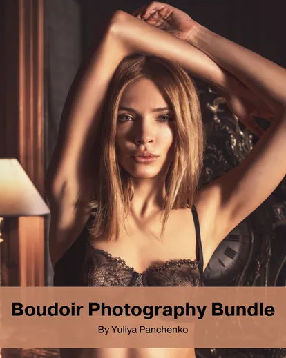 A girl posing with hands above her head for photoshoot ,Boudoir Photography Master Course Bundle