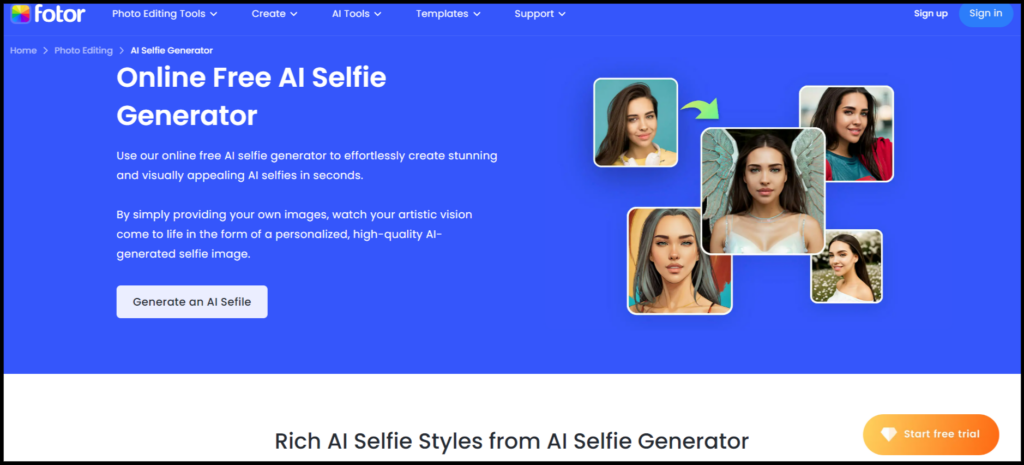Fotor ai selfie generator