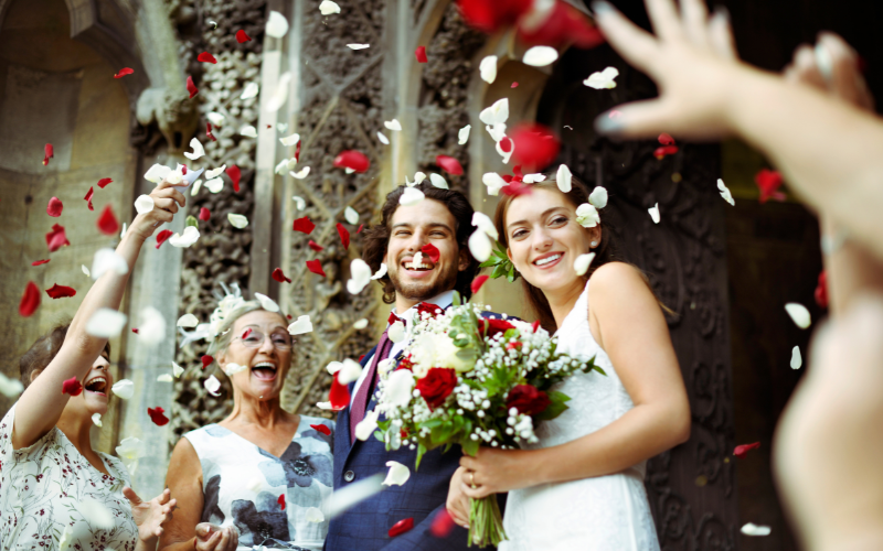 candid of a couple on their wedding day