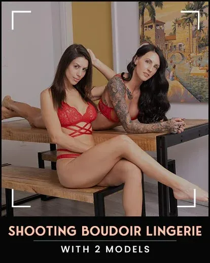 Two models posing in lingerie