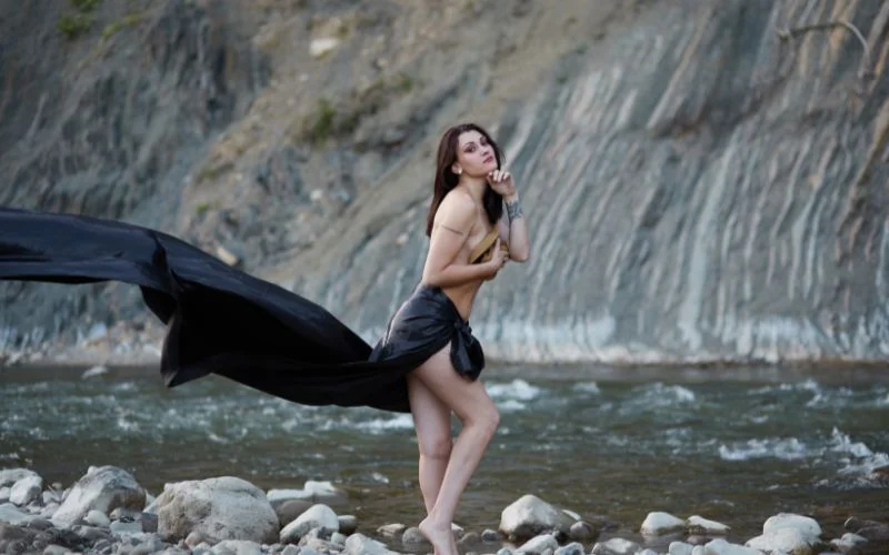 implied nude photography with little clothes