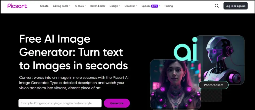 Free ai Portrait generator : Picsart