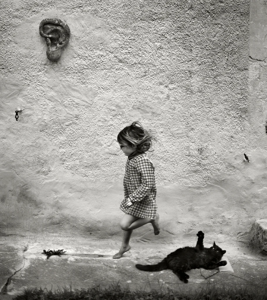 A girl and a cat