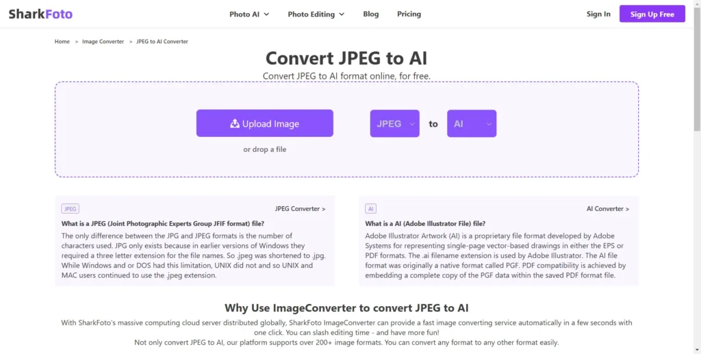 SharkFoto Jpeg to AI