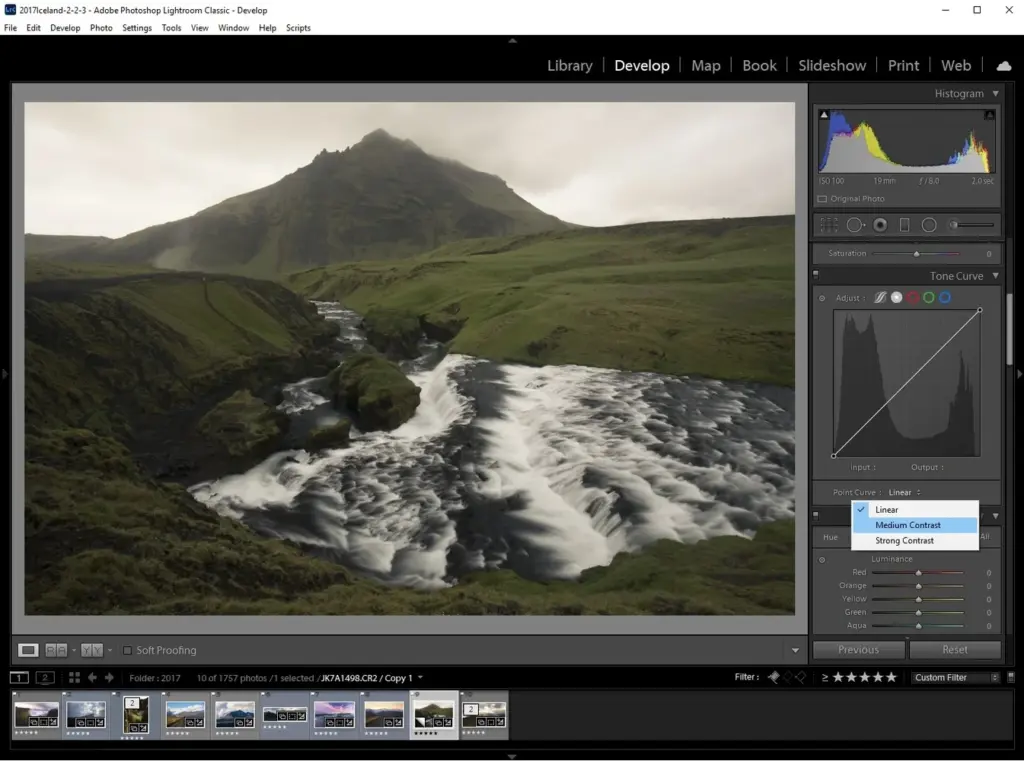 Curves masking in lighroom