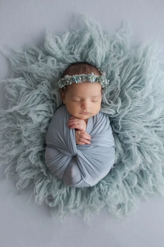 Blue monochrome newborn photoshoot