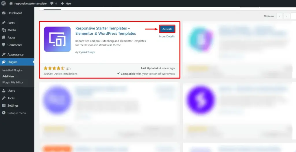 installing Responsive Starter templates
