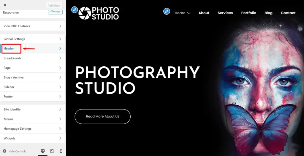 process of adding header