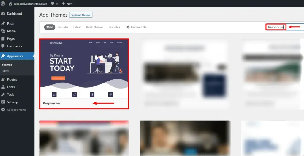installing Cyberchimps responsive theme