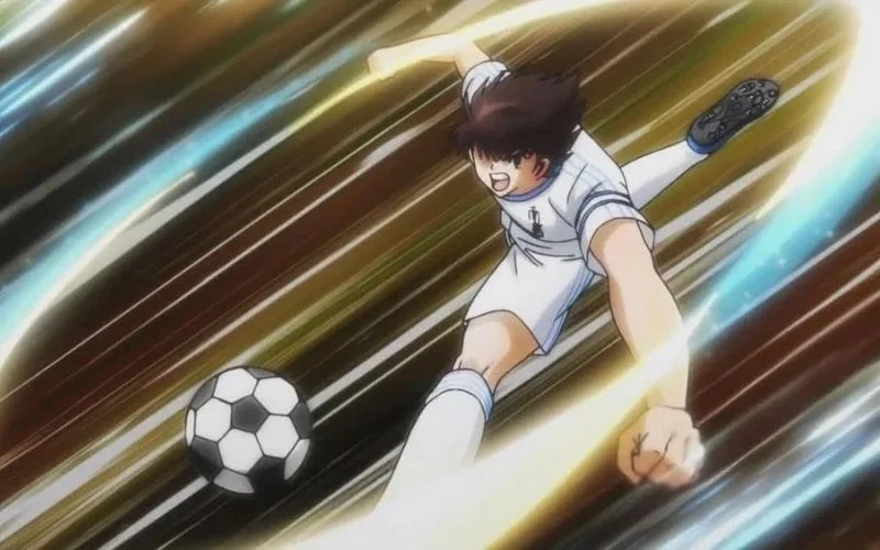 Captain Tsubasa playing soccer, anime football match, Captain Tsubasa match
