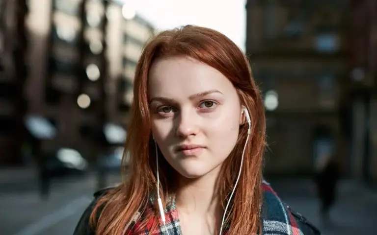portrait of a girl wearing headphones