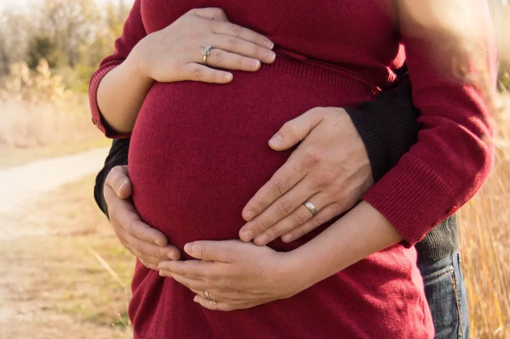 pregnancy photoshoot poses of man holding from behind