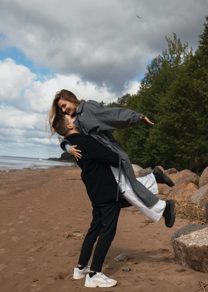 Man picking up a women