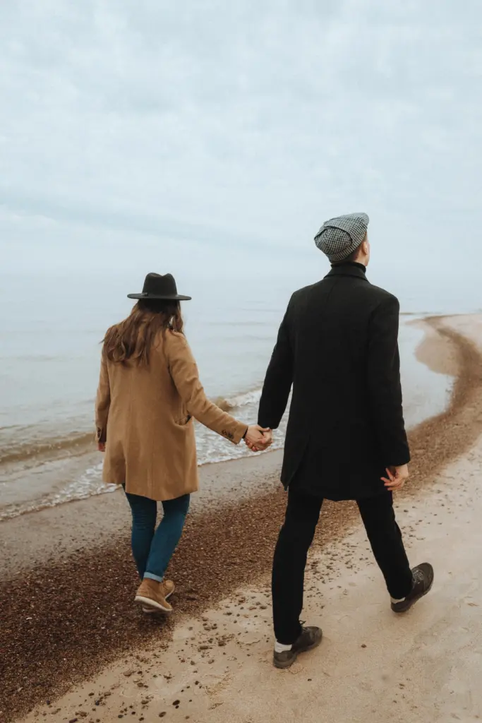 Couple posing on sand