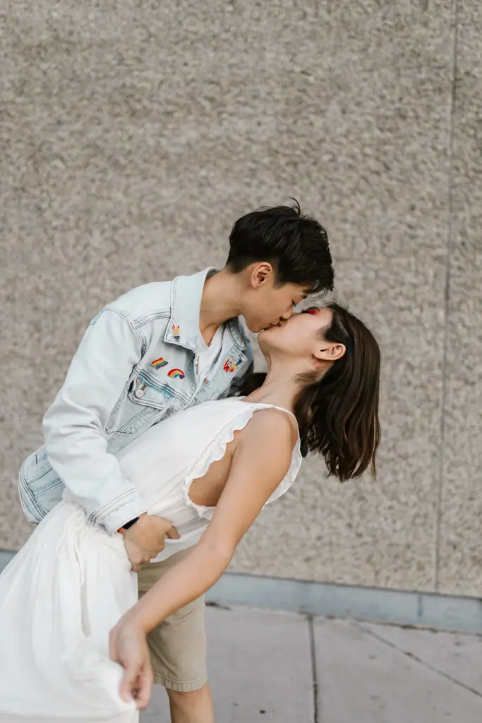 Couple posing for a dip