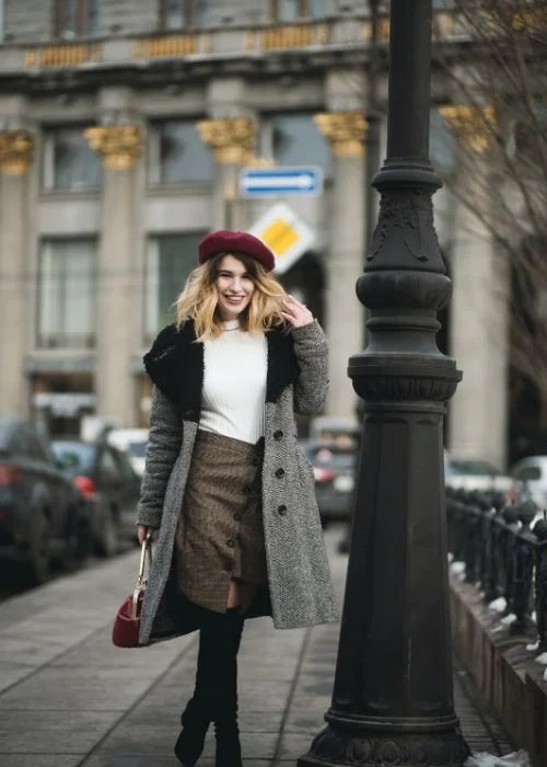 a happy model posing