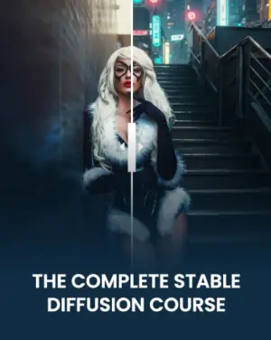 The complete stable diffusion course banner, ai for photography, photography course online, digital photography course, photography video course
