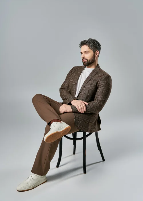 full body portrait in studio light