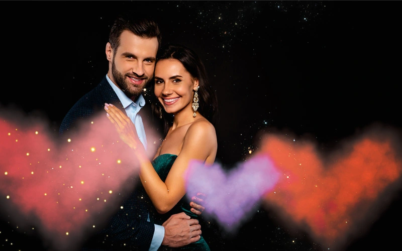 romantic photo effects, heart-shaped textures.