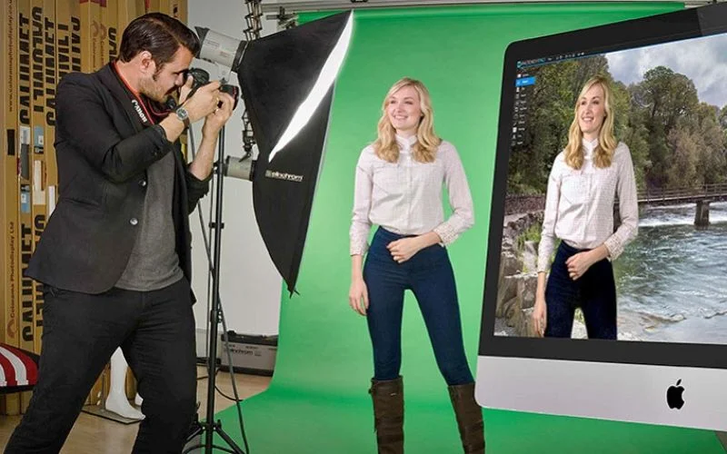 green backdrop for photography