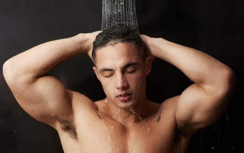 shower male boudoir poses