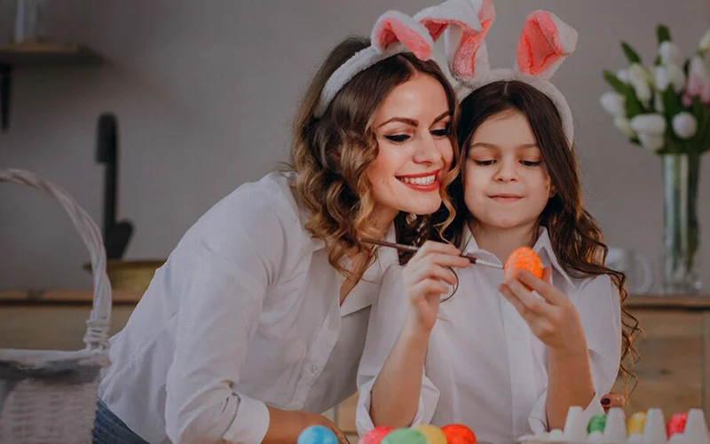 one click edits - before, decorative Easter text overlays, modern Easter text overlays