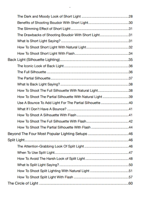 table of contents