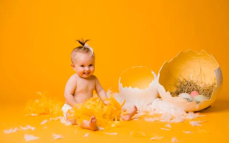 Easter Baby egg shell pose