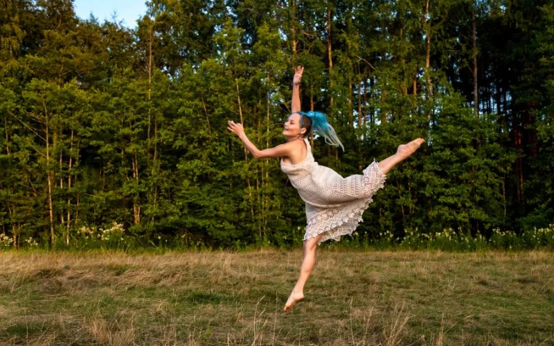 A girl dancing and enjoying