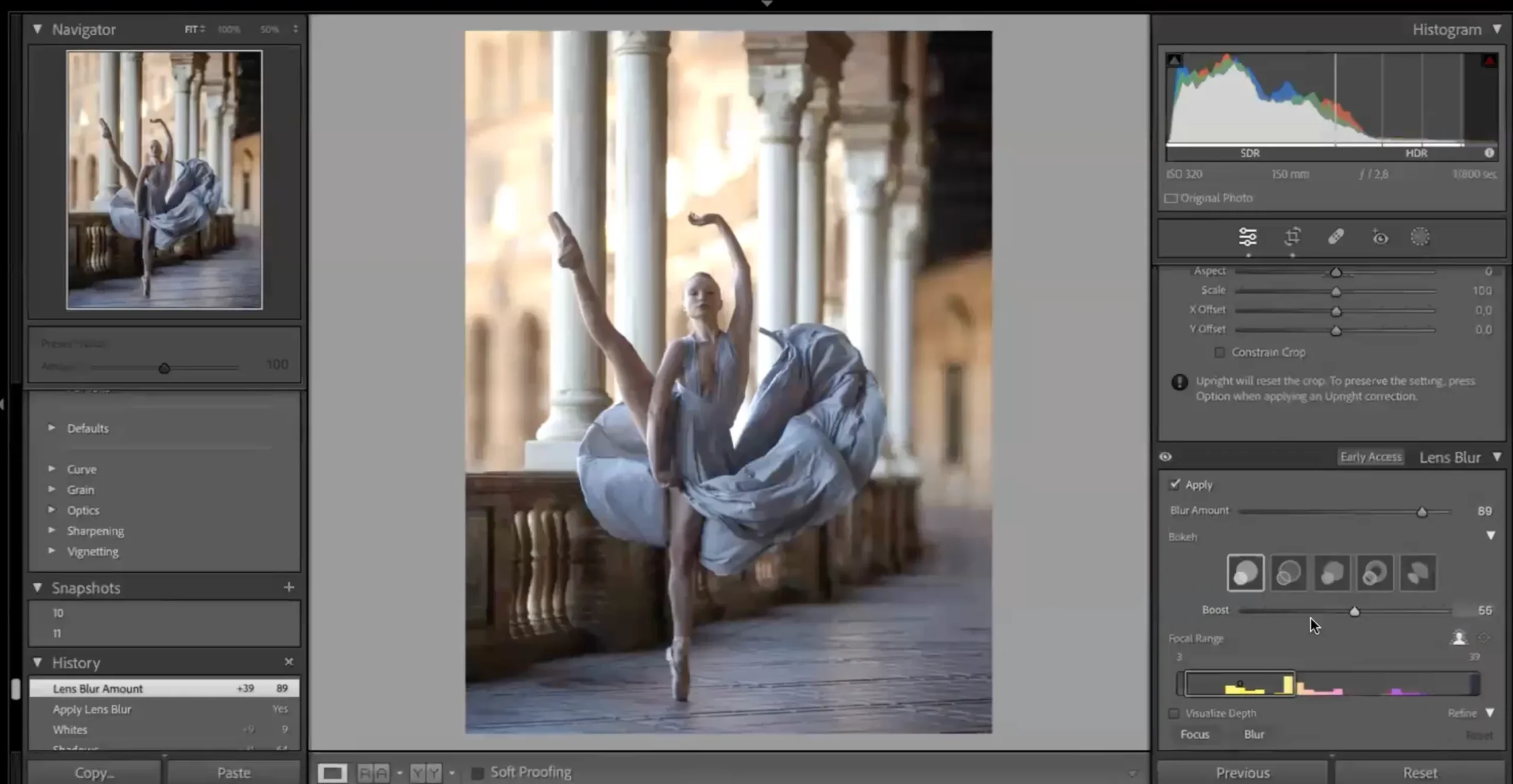 Lightroom masterclass editing panel with color grading tools