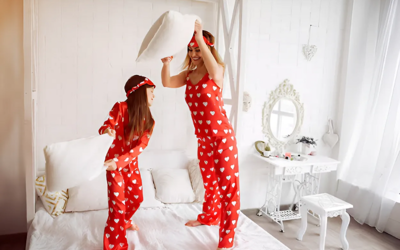 pajama party with mom